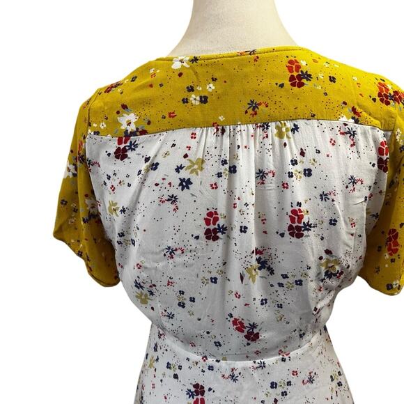 Anthropologie Meadow Rue Floral Wrap Blouse US Size 6 | Flutter Sleeve | Peplum - Picture 4 of 9